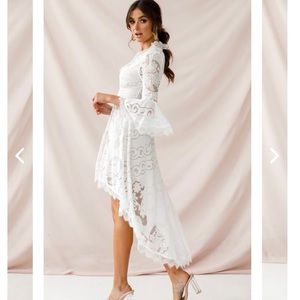Lace High Low Bell Sleeve Dress